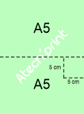 Papier vierge vert prédécoupé A4->A5 avec 1 coupon 5x5 cm
